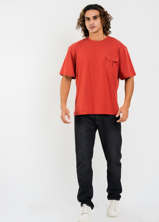 Mens Oversized Crew Neck T-Shirt With Detailed Pkt.