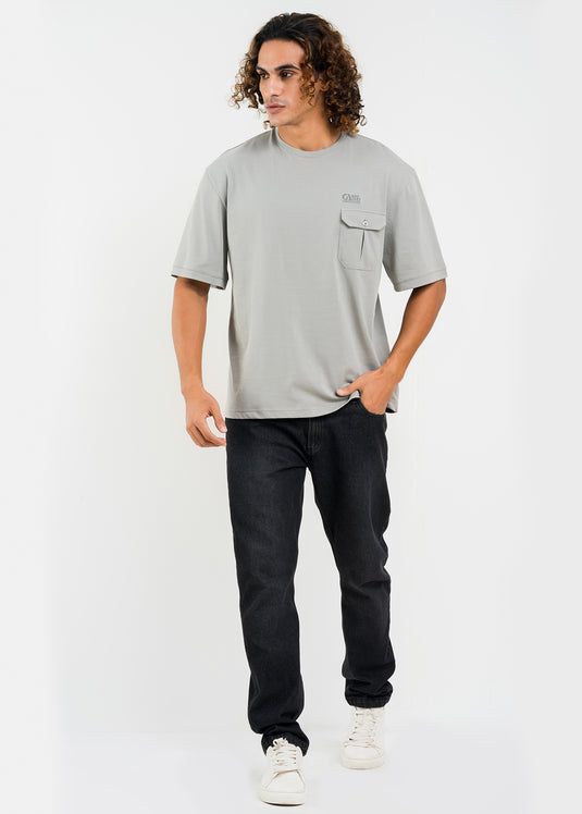 Mens Oversized Crew Neck T-Shirt With Detailed Pkt.