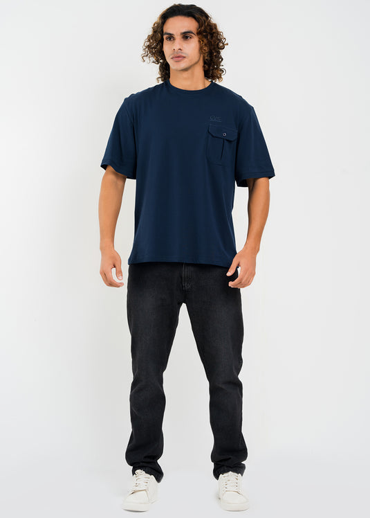 Mens Oversized Crew Neck T-Shirt With Detailed Pkt.