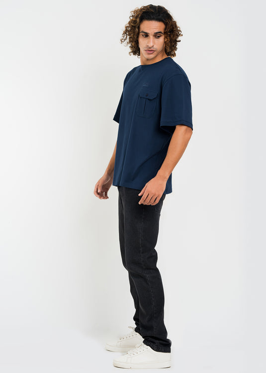 Mens Oversized Crew Neck T-Shirt With Detailed Pkt.