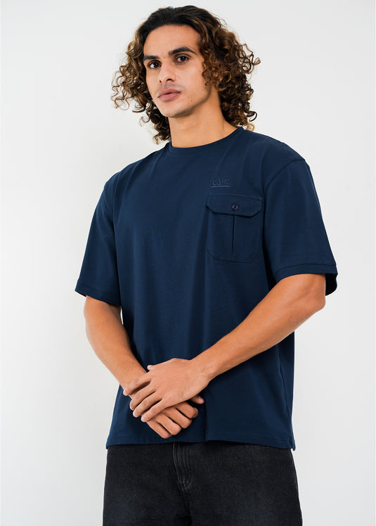 Mens Oversized Crew Neck T-Shirt With Detailed Pkt.