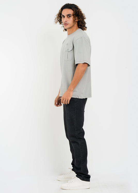 Mens Oversized Crew Neck T-Shirt With Detailed Pkt.