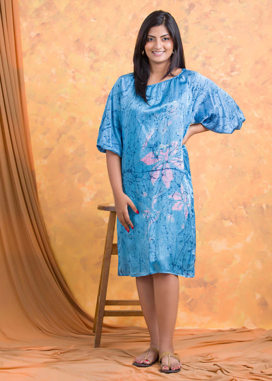 Batik floral puff sleeved dress