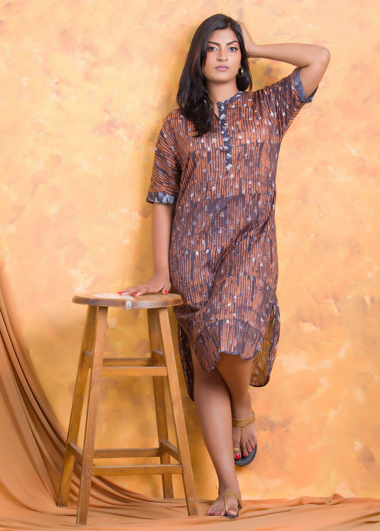 Batik dubble block side slit dress