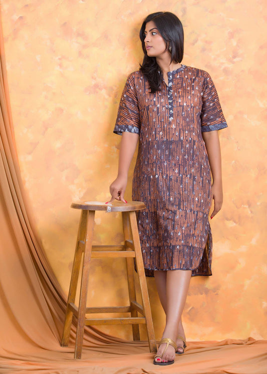 Batik dubble block side slit dress