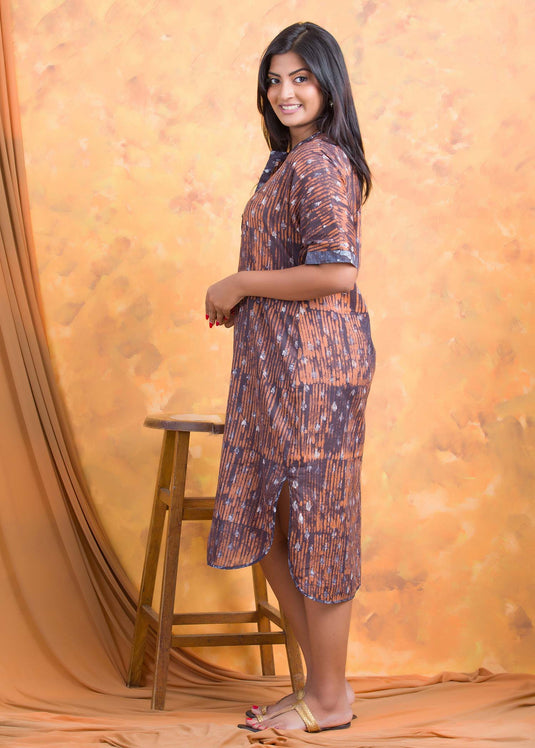 Batik dubble block side slit dress