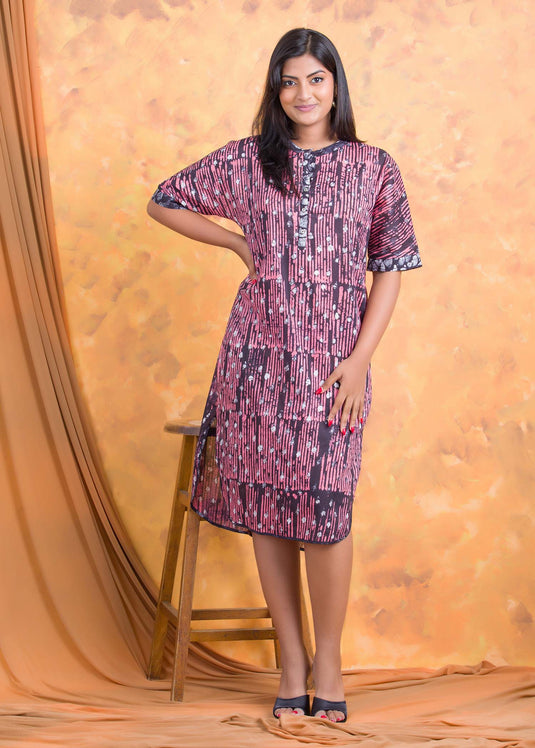 Batik dubble block side slit dress