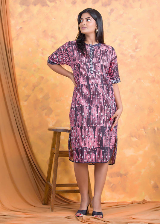 Batik dubble block side slit dress