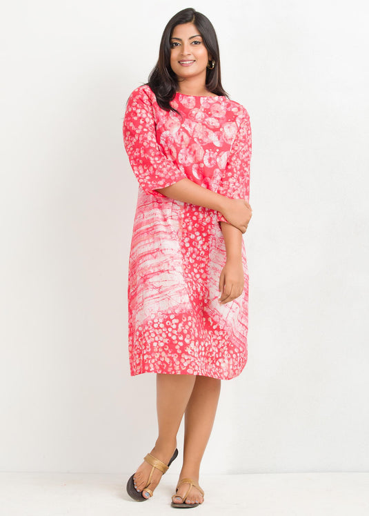 Brush Detailed Batik Dress