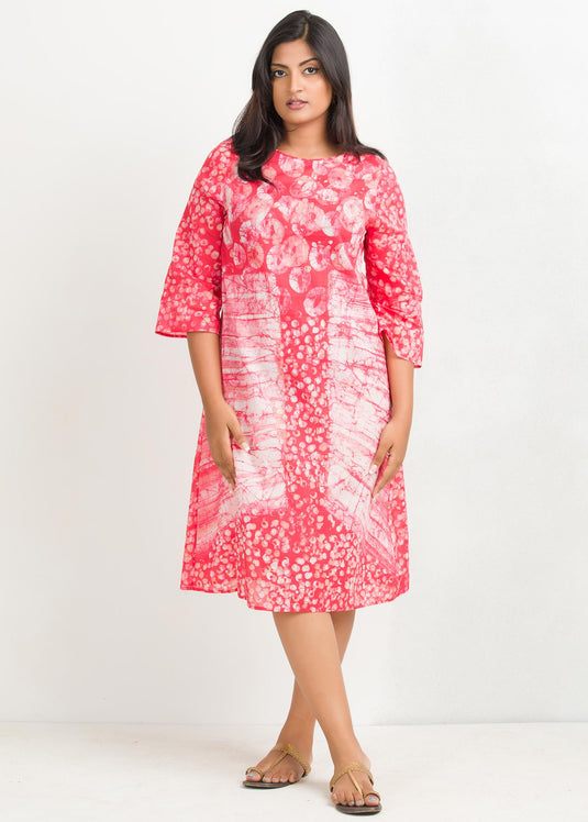 Brush Detailed Batik Dress