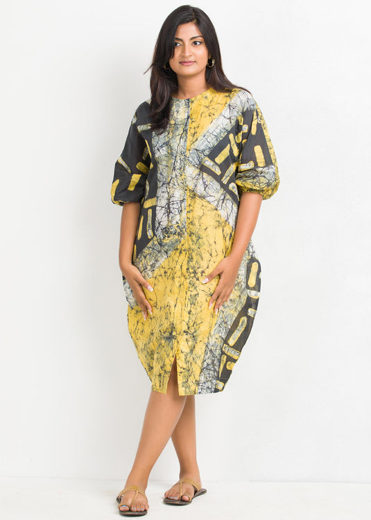 Batik Kaftan Puff Sleeved Dress