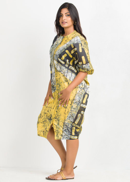 Batik Kaftan Puff Sleeved Dress