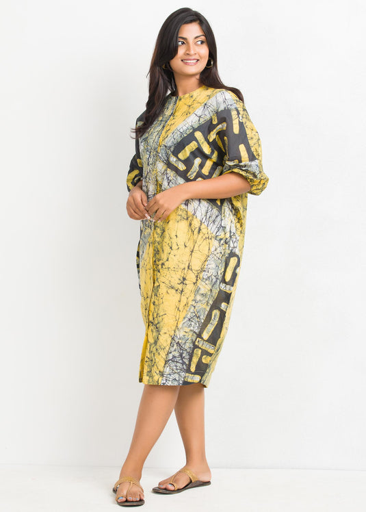 Batik Kaftan Puff Sleeved Dress