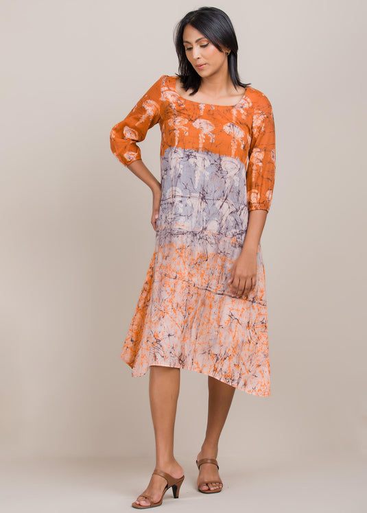 puff sleeved batik dress