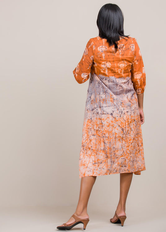 puff sleeved batik dress