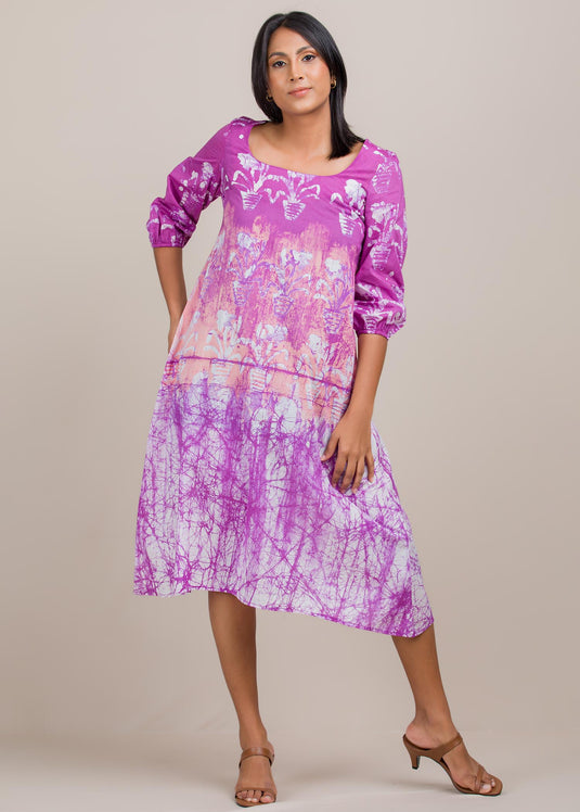 puff sleeved batik dress