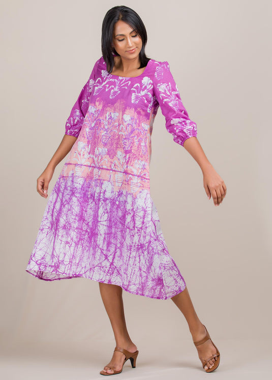 puff sleeved batik dress