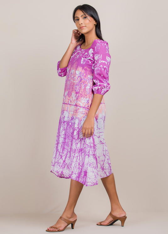 puff sleeved batik dress