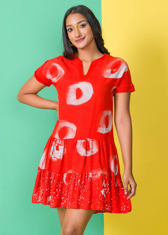 Batik brush marked dress