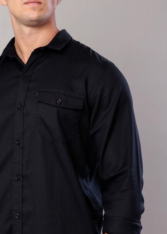 Casual Wear L/S Shirt With Flap Pkt (Deep Purple)