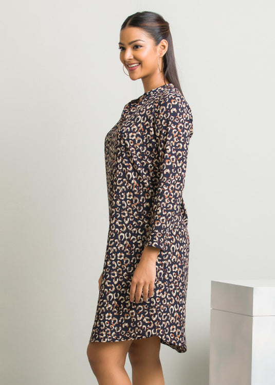 Printed trapeze dress