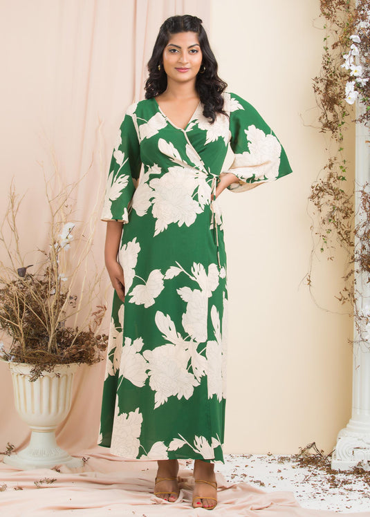 Printed wrap maxi dress