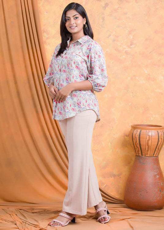 Printed blouse with collar