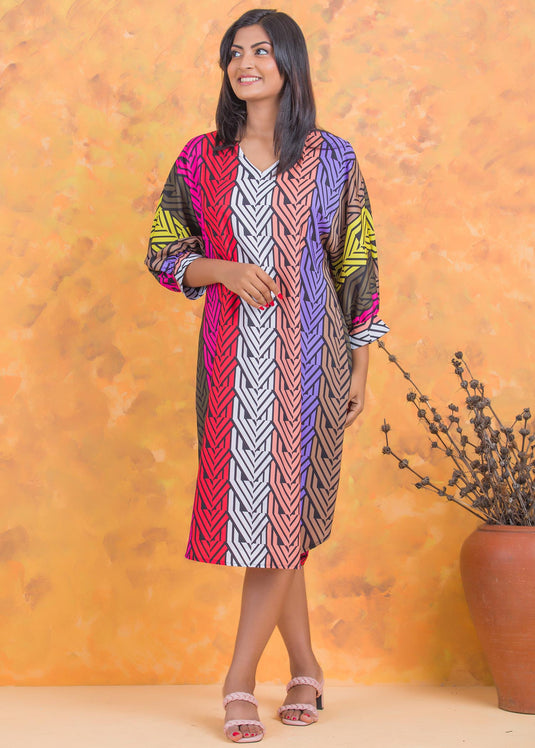 Front tie-up detailed kaftan dress