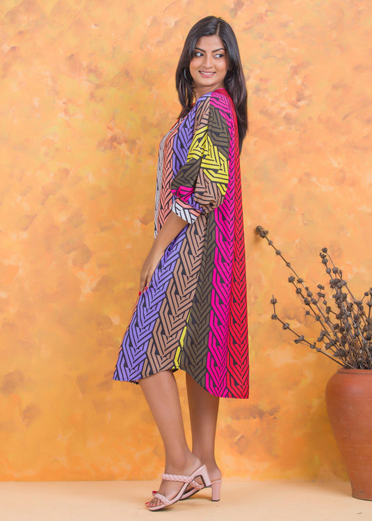 Front tie-up detailed kaftan dress