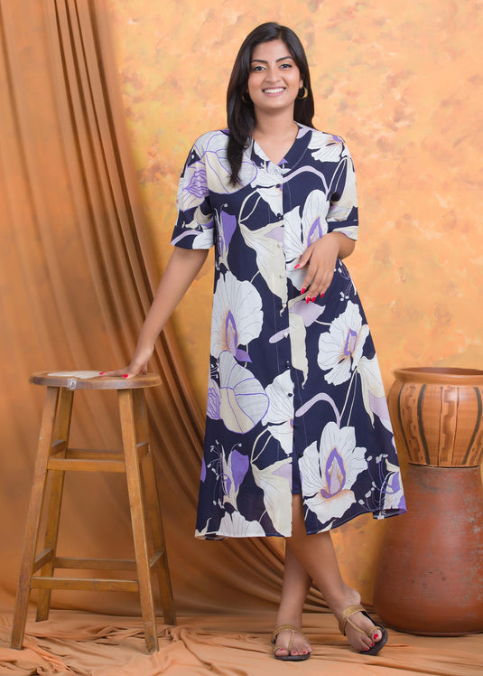 Large floral printed dress