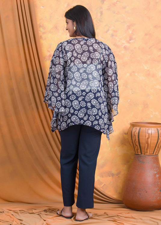 Printed chiffon kaftan blouse