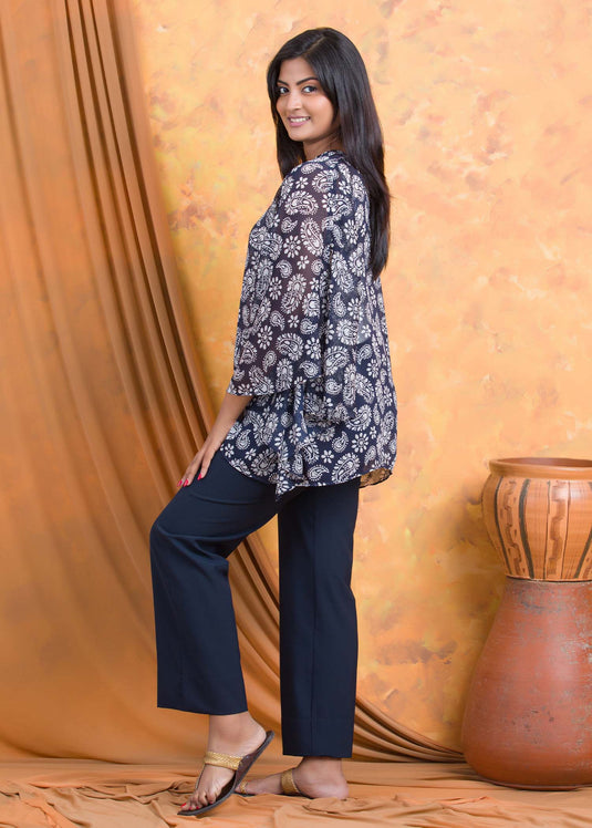 Printed chiffon kaftan blouse