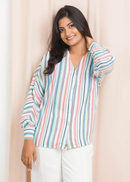 V neck drop shoulder blouse