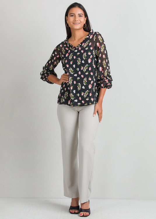 V neck printed blouse