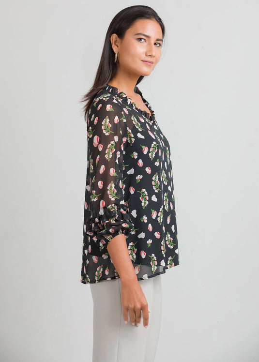 V neck printed blouse