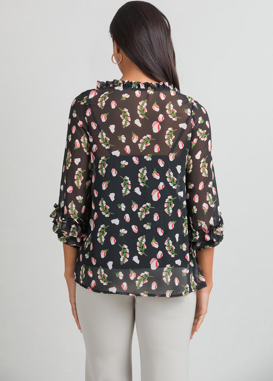 V neck printed blouse