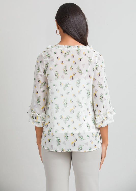 V neck printed blouse