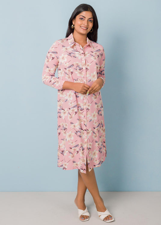 Printed shirt dress