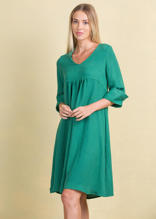 V neck dress with big cuff