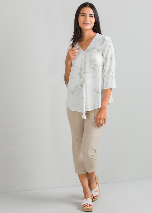 Printed V neck blouse