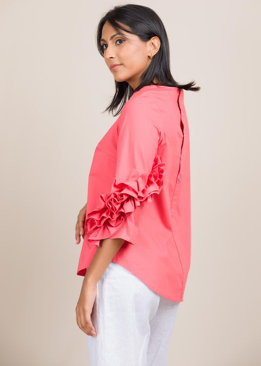 Round neck blouse with frill detail