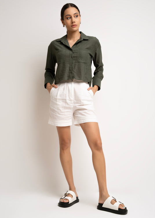 Button Down Crop Shirt