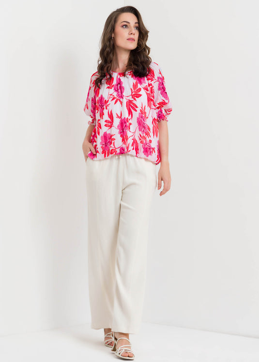 Printed Pleated Blouse