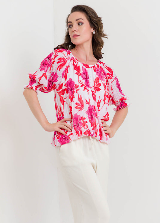 Printed Pleated Blouse