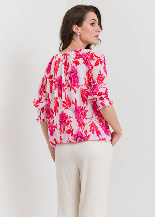 Printed Pleated Blouse