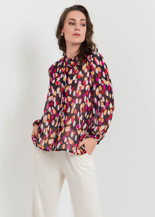 Long Sleeve Printed Blouse