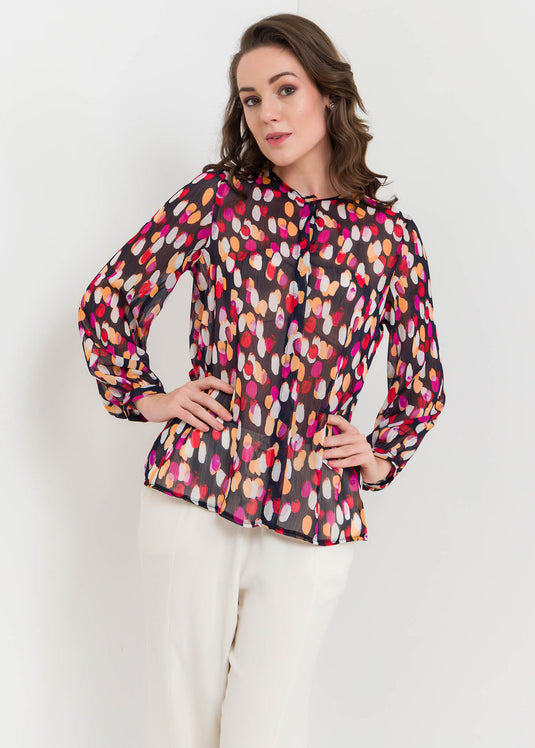 Long Sleeve Printed Blouse