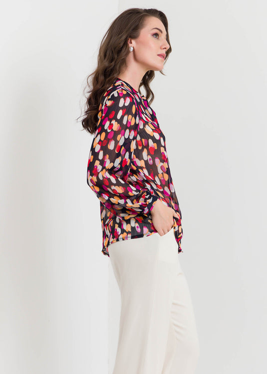 Long Sleeve Printed Blouse