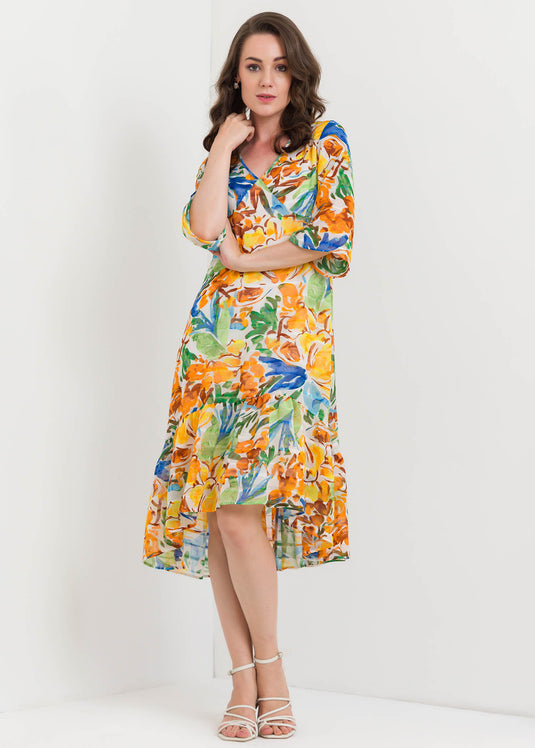 Printed Flounce Dress