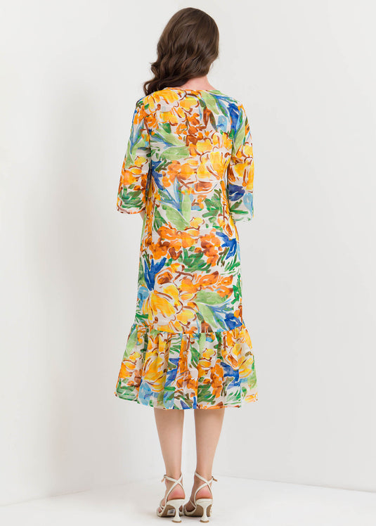 Printed Flounce Dress